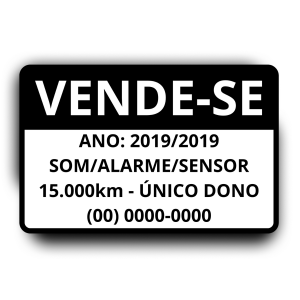 Adesivo Carro Vende-se - 2 Unidades Adesivo Branco 20x30cm COR BRANCA   