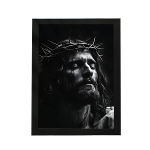 Quadro Decorativo Jesus com Coroa, Religioso  33x45cm QUADRO COM MOLDURA 33x45cm    