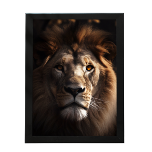 Quadro Decorativo Leão Majestoso, força 33x45cm QUADRO COM MOLDURA 33x45cm    