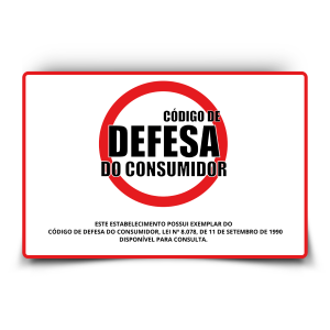Placa 20x30cm, Codigo de Defesa do Consumidor, PS 1mm PLACA PS 1MM 20x30cm 4x0 - Impressão colorida Frente Fita Dupla Face Corte Reto 