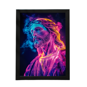 Quadro Decorativo  Jesus em Neon Religioso 33x45cm ETRAY 421 QUADRO COM MOLDURA 33x45cm    