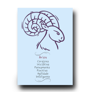 Quadro Decorativo em MDF Signo Aries  - 20x30cm MDF 20X30cm    