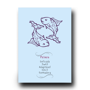 Quadro Decorativo em MDF Signo Peixes  - 20x30cm MDF 20X30cm    