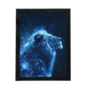 Quadro Decorativo Leão Majestoso, força 33x45cm QUADRO COM MOLDURA 33x45cm    