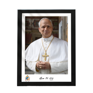 Quadro Papa Leão Xiv Foto Oficial Vaticano Brasão 33x45cm QUADRO COM MOLDURA 33x45cm    