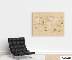 Quadro Para Sala Decorativo - 30x40cm \"Mapa Mundo Vintage\" Canvas 30x40cm 4x0 - Colorido Madeira Borda Infinita 